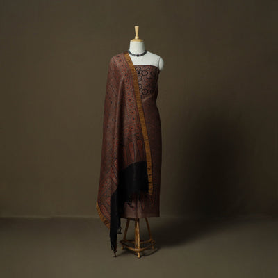 Kutch hand block ajrakh print natural dyed linen 2pc