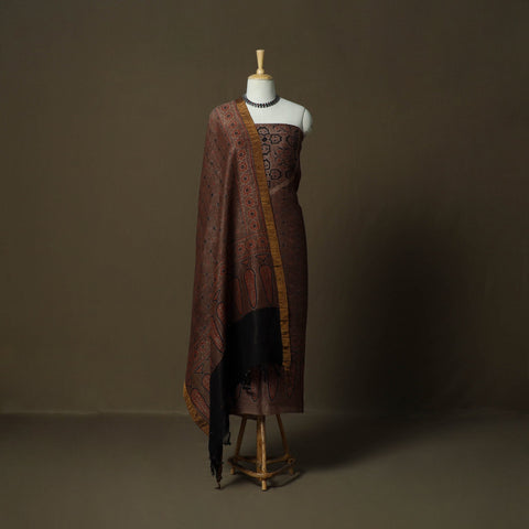 Kutch hand block ajrakh print natural dyed linen 2pc