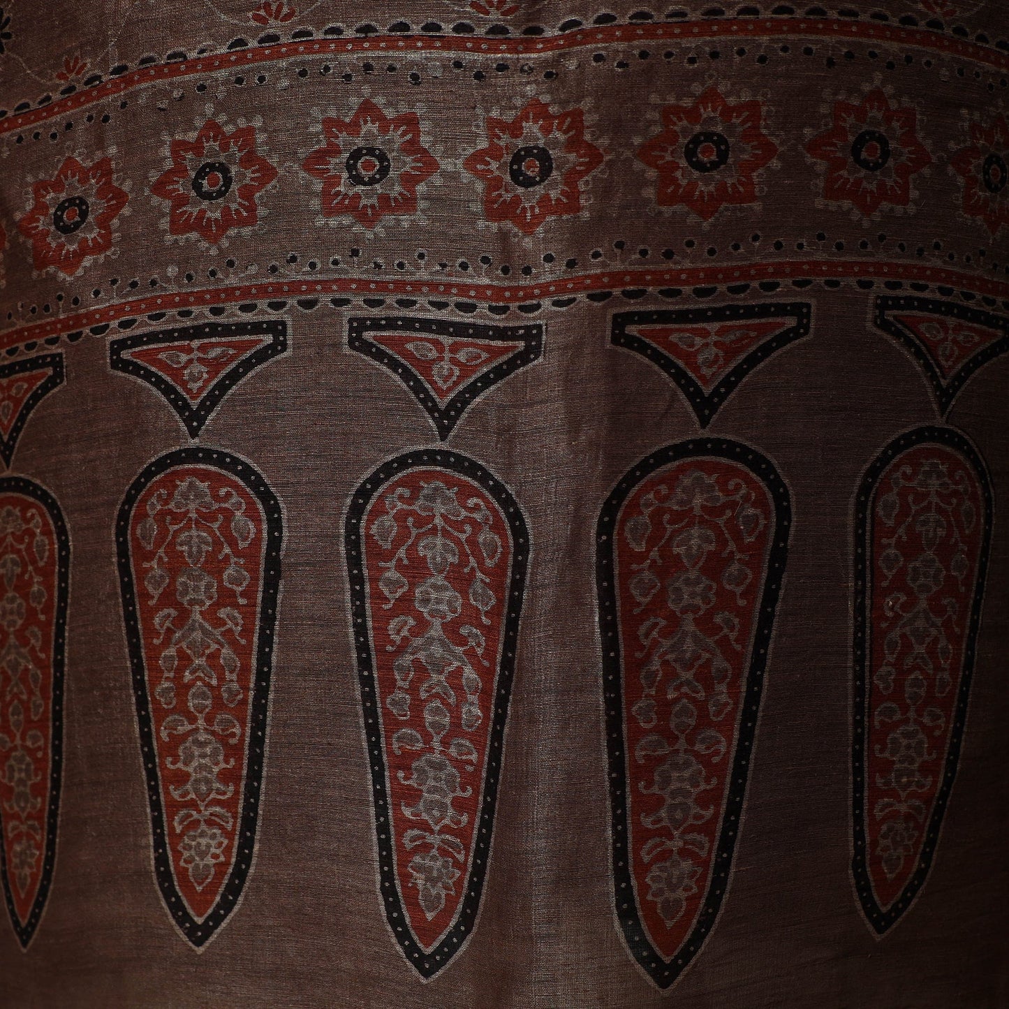 Kutch hand block ajrakh print natural dyed linen 2pc