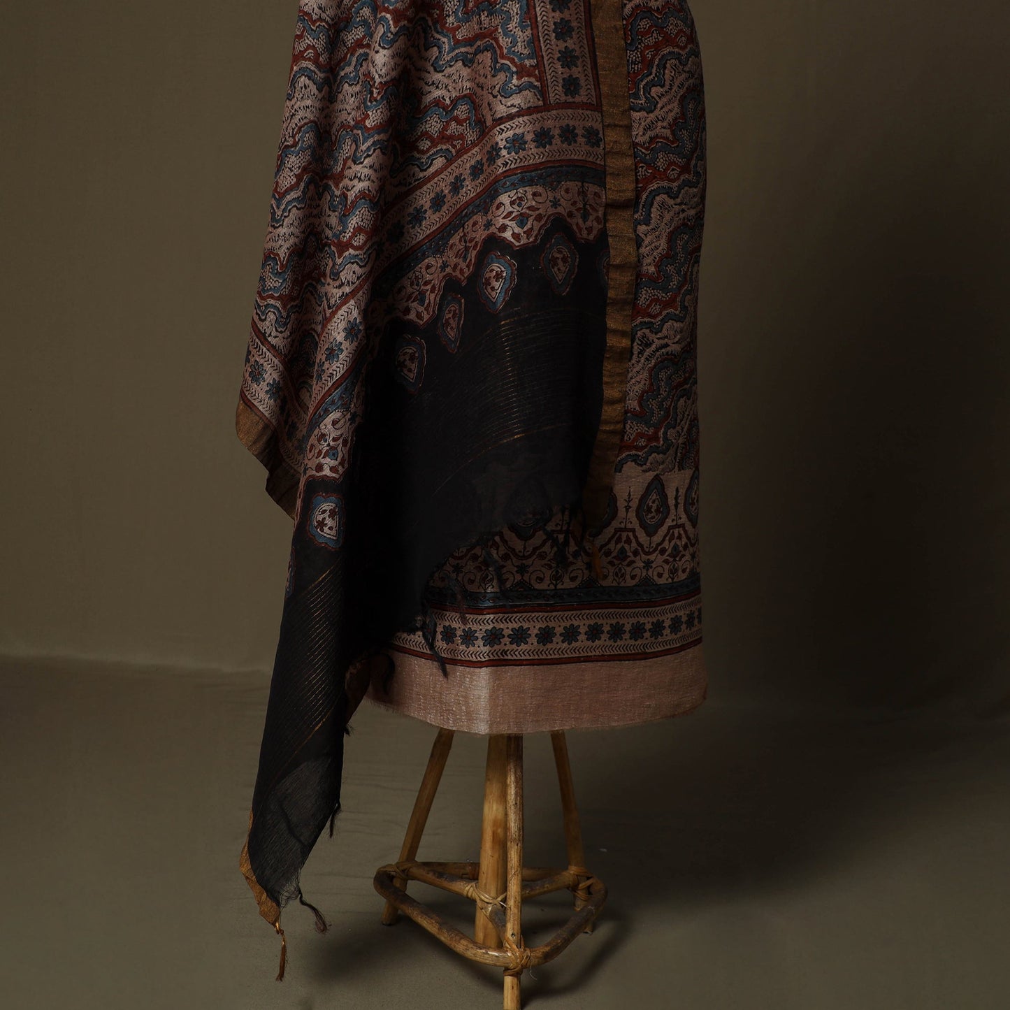 Kutch hand block ajrakh print natural dyed linen 2pc