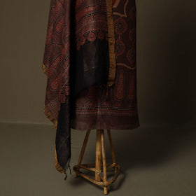 Kutch hand block ajrakh print natural dyed linen 2pc
