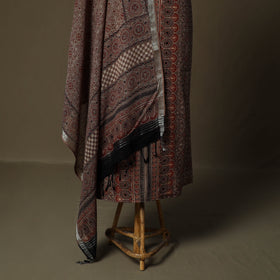 Kutch hand block ajrakh print natural dyed linen cotton 2pc