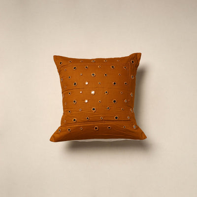 Kutch hand embroidery mirror work quilted cushion cover (16