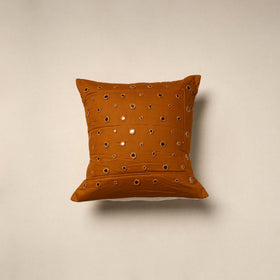 Kutch hand embroidery mirror work quilted cushion cover (16