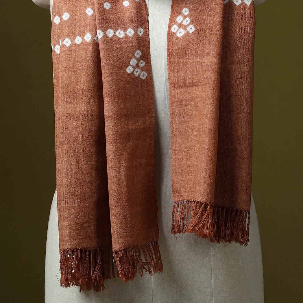 Kutch handwoven bagida merino wool tie-dye bandhani stole