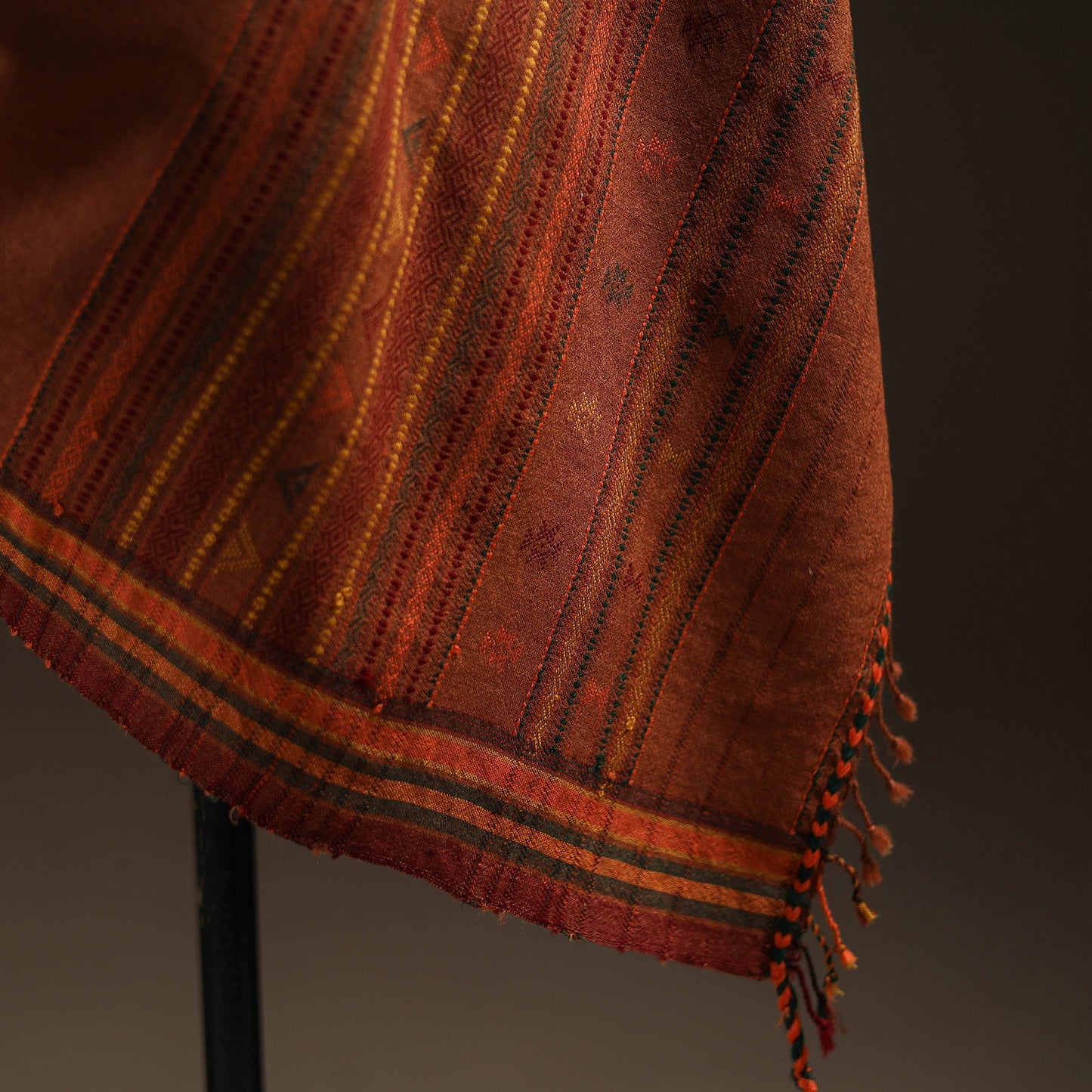 Brown - kutch bhujodi handwoven merino wool shawl 15