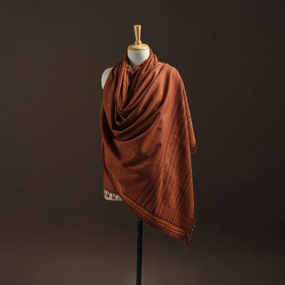 Brown - kutch bhujodi handwoven merino wool shawl 15