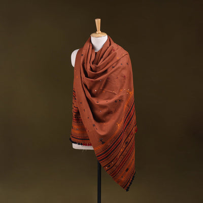 Brown - kutch bhujodi handwoven mirror work acrylic wool