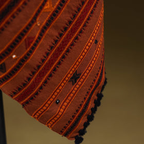 Brown - kutch bhujodi handwoven mirror work acrylic wool