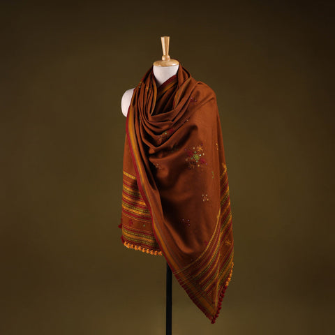 Kutch handwoven mirror work chomuk buta acrylic wool shawl