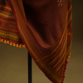 Kutch handwoven mirror work chomuk buta acrylic wool shawl