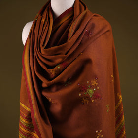 Kutch handwoven mirror work chomuk buta acrylic wool shawl