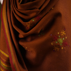 Kutch handwoven mirror work chomuk buta acrylic wool shawl