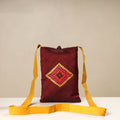 Brown - kutch katri embroidery silk sling bag - handcrafted