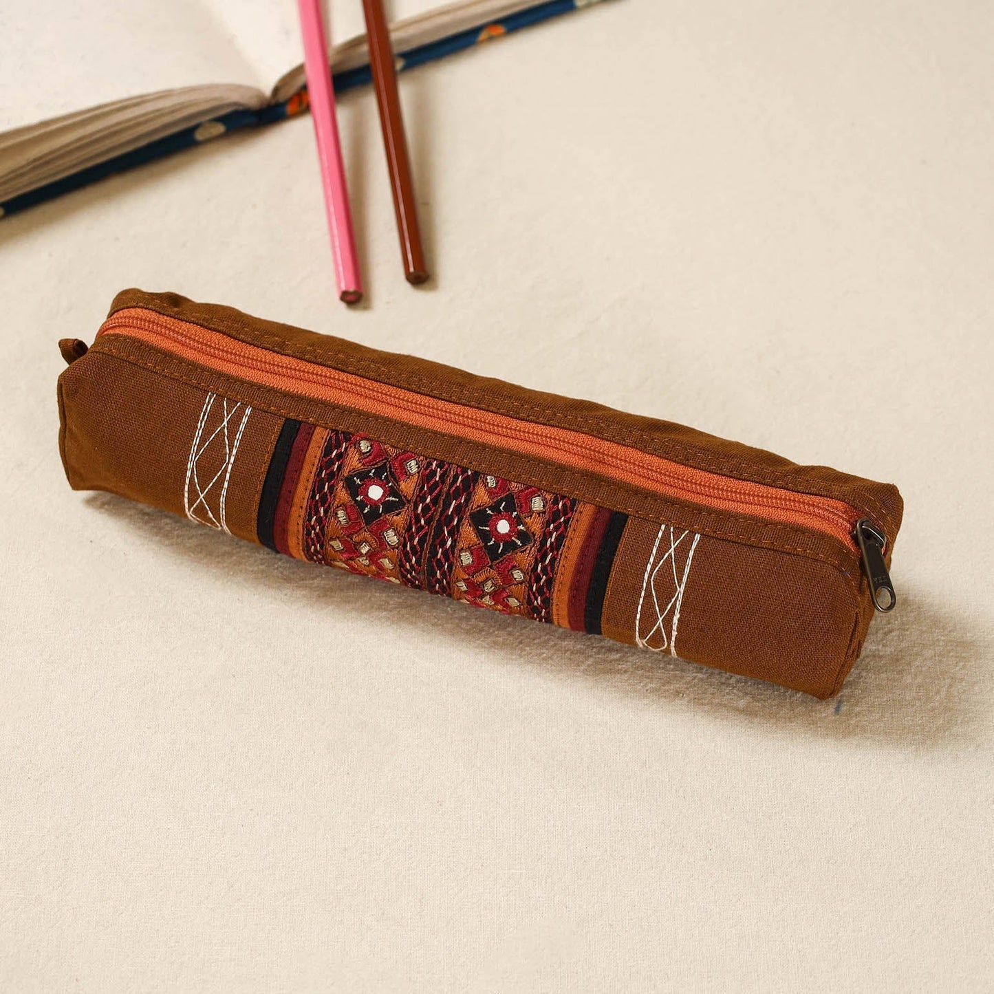 Kutch neran hand embroidered pencil pouch 238 - handcrafted