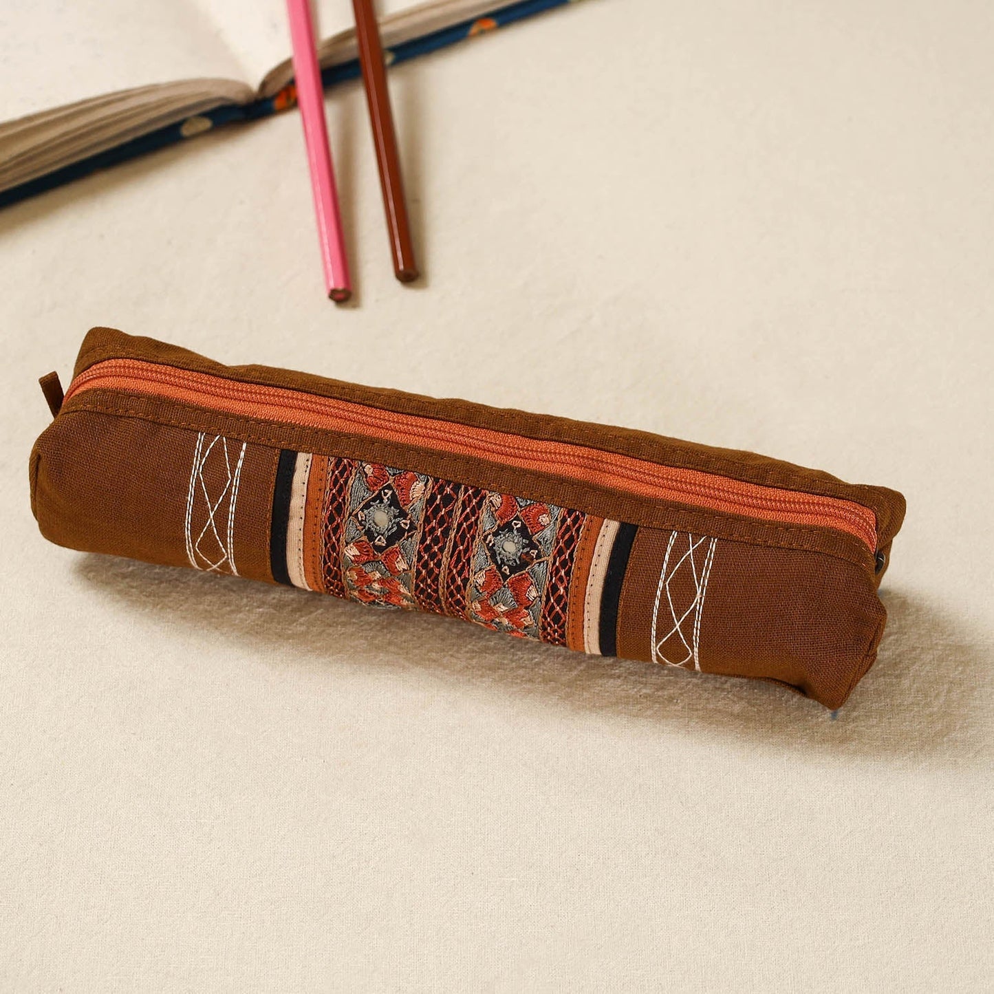 Kutch neran hand embroidered pencil pouch 241 - handcrafted