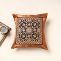 Brown Kutch Pakko Hand Embroidery Mashru Silk Cushion Cover