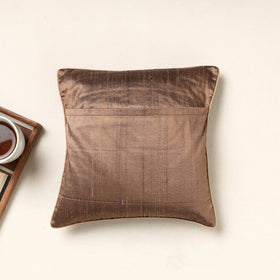Buy Brown Kutch Pakko Hand Embroidery Silk Cushion Cover