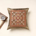 Brown Kutch Pakko Hand Embroidery Silk Cushion Cover