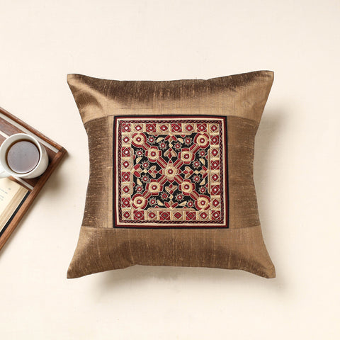 Buy Brown Kutch Pakko Hand Embroidery Silk Cushion Cover