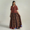 Brown - kutch printed 24 kali cotton long skirt 08