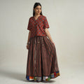 Brown - kutch printed 24 kali cotton long skirt 19