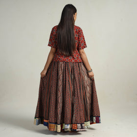 Brown - kutch printed 24 kali cotton long skirt 19