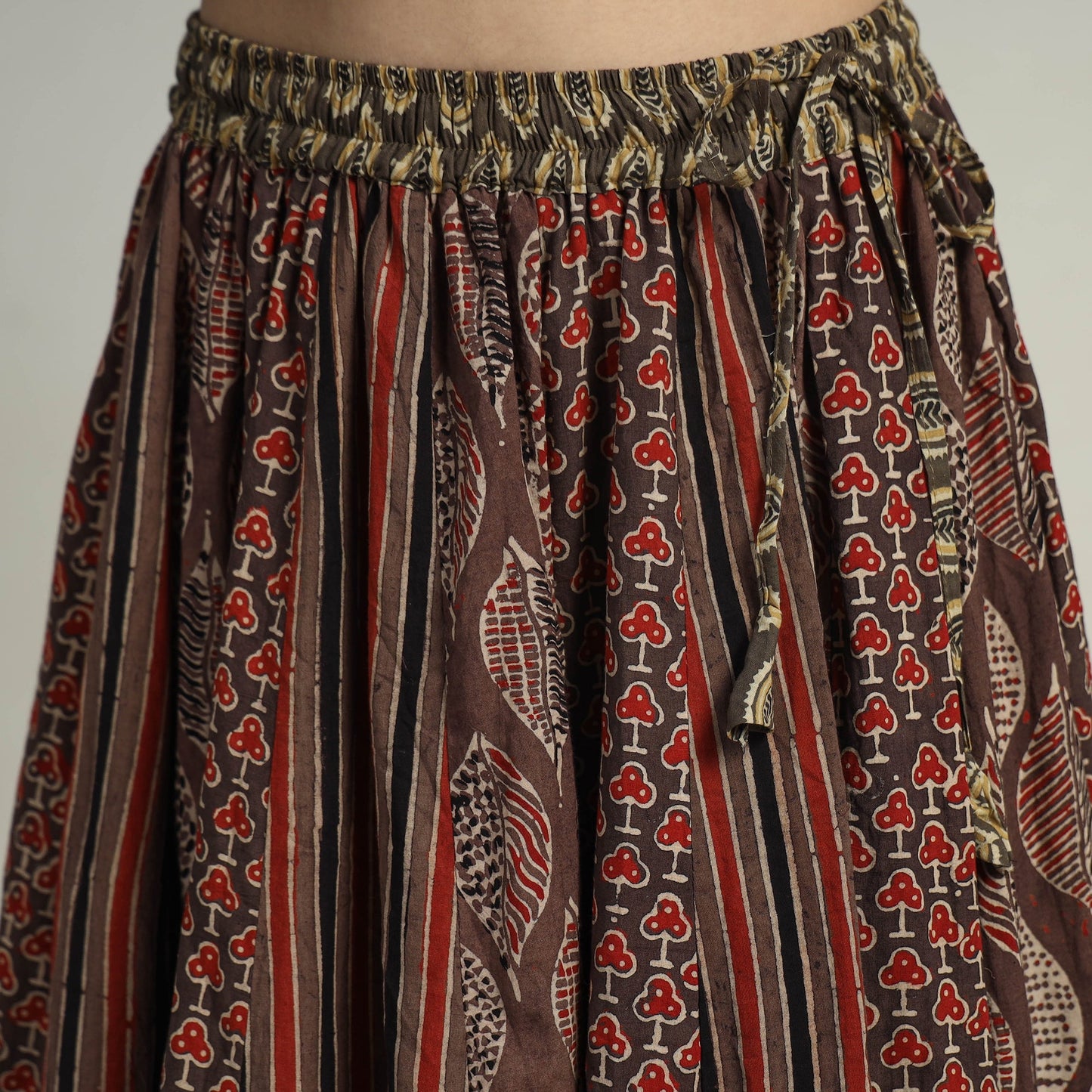 Brown - kutch printed 24 kali cotton long skirt 19