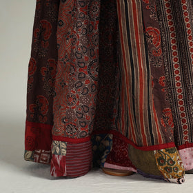Brown - kutch printed 24 kali cotton long skirt 22