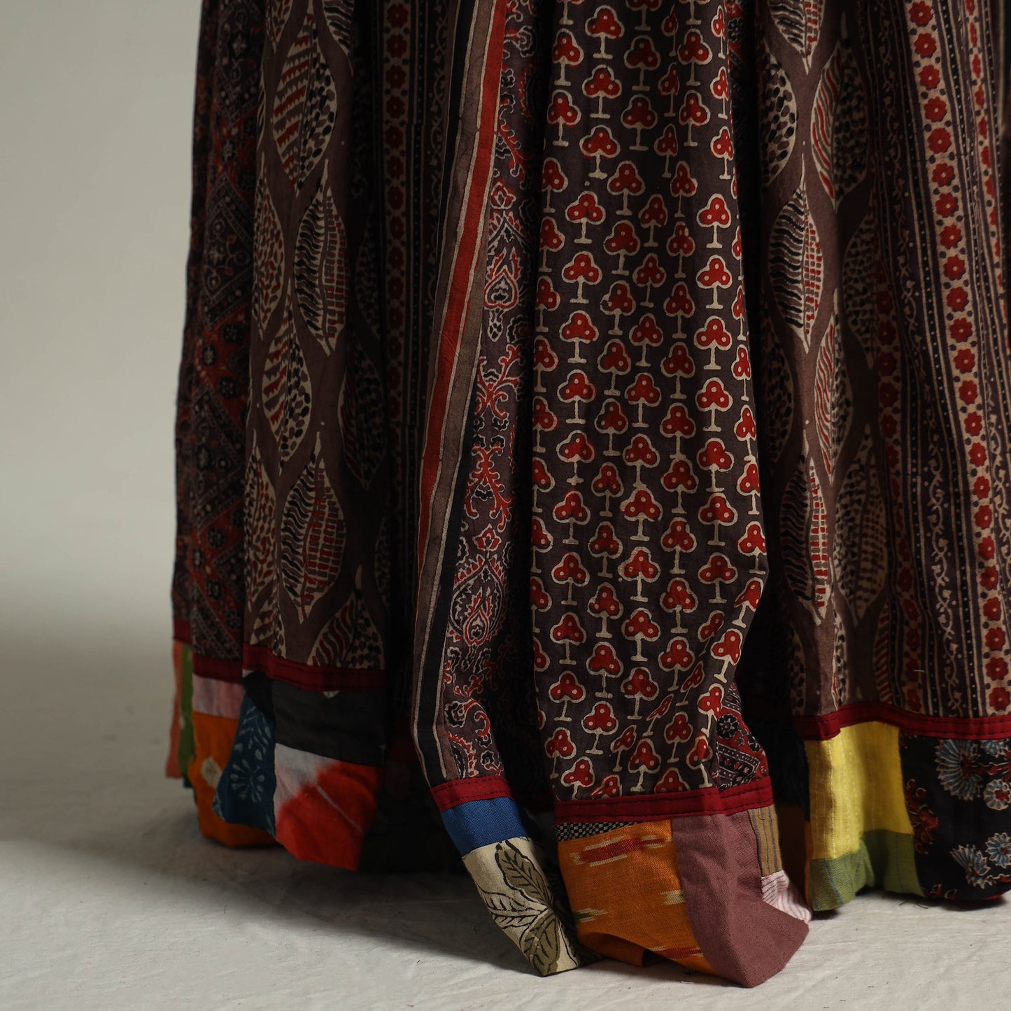 Brown - kutch printed 24 kali cotton long skirt 29