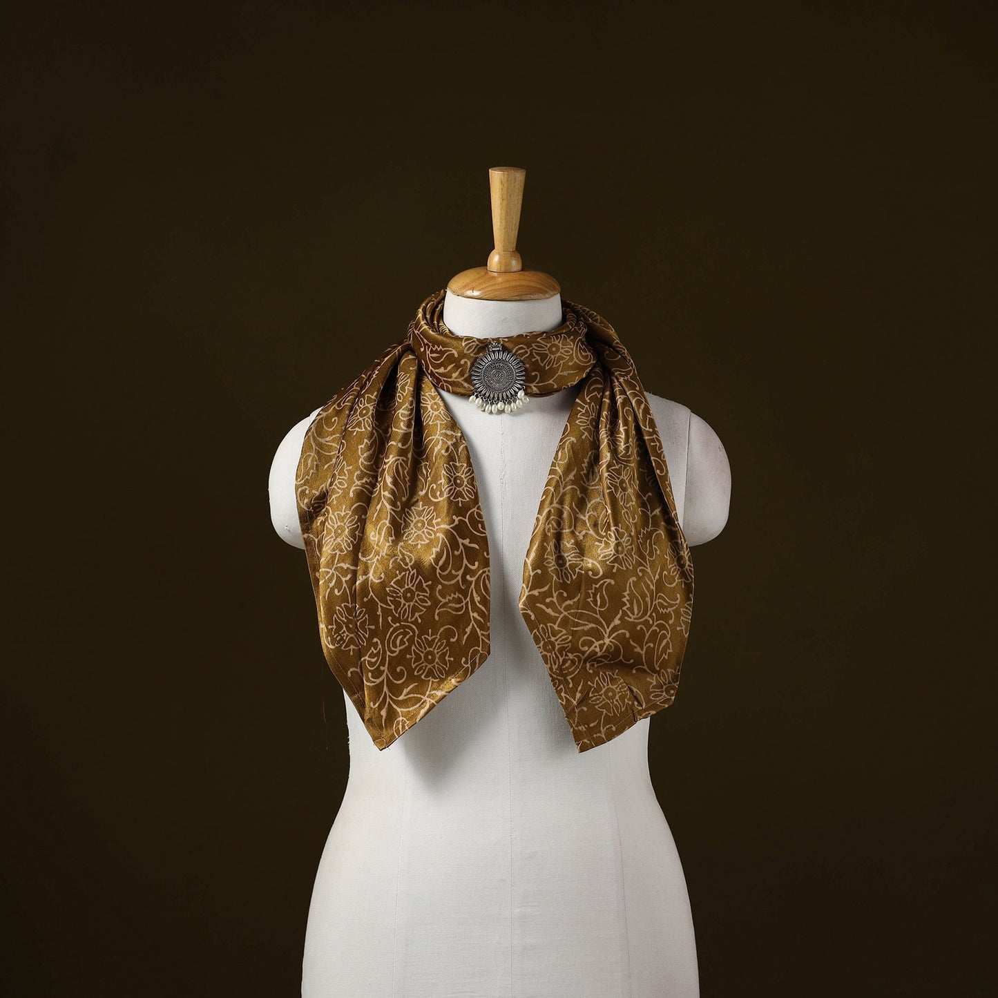 Kutch printed mashru silk pendant necklace scarf 57