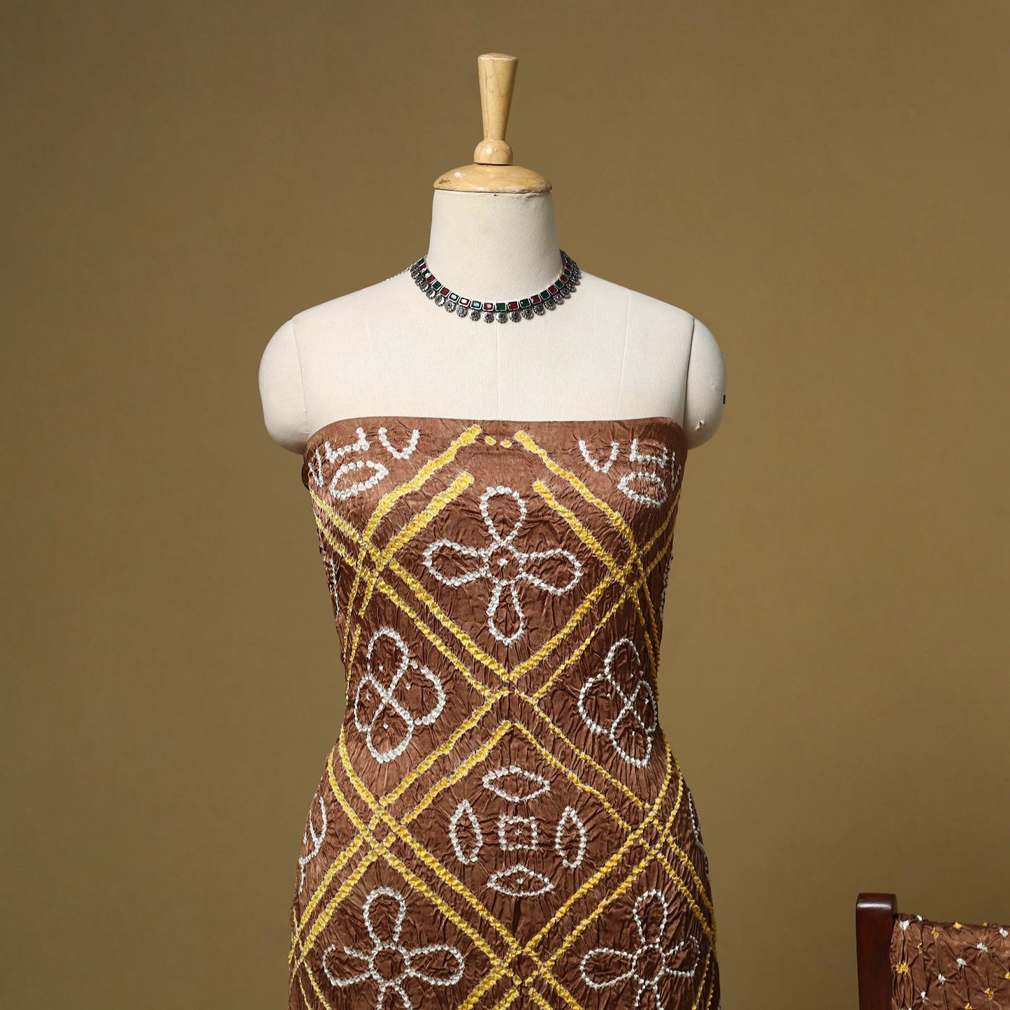 Kutch tie-dye bandhani modal silk 3pc unstitched dress