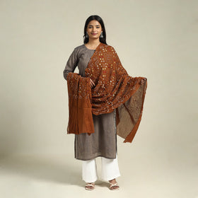  Brown Kutch Tie-Dye Cotton Bandhani Dupatta