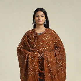  Brown Kutch Tie-Dye Cotton Bandhani Dupatta
