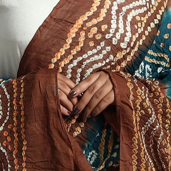 Buy Brown Kutch Tie & Dye Cotton Bandhani Dupatta