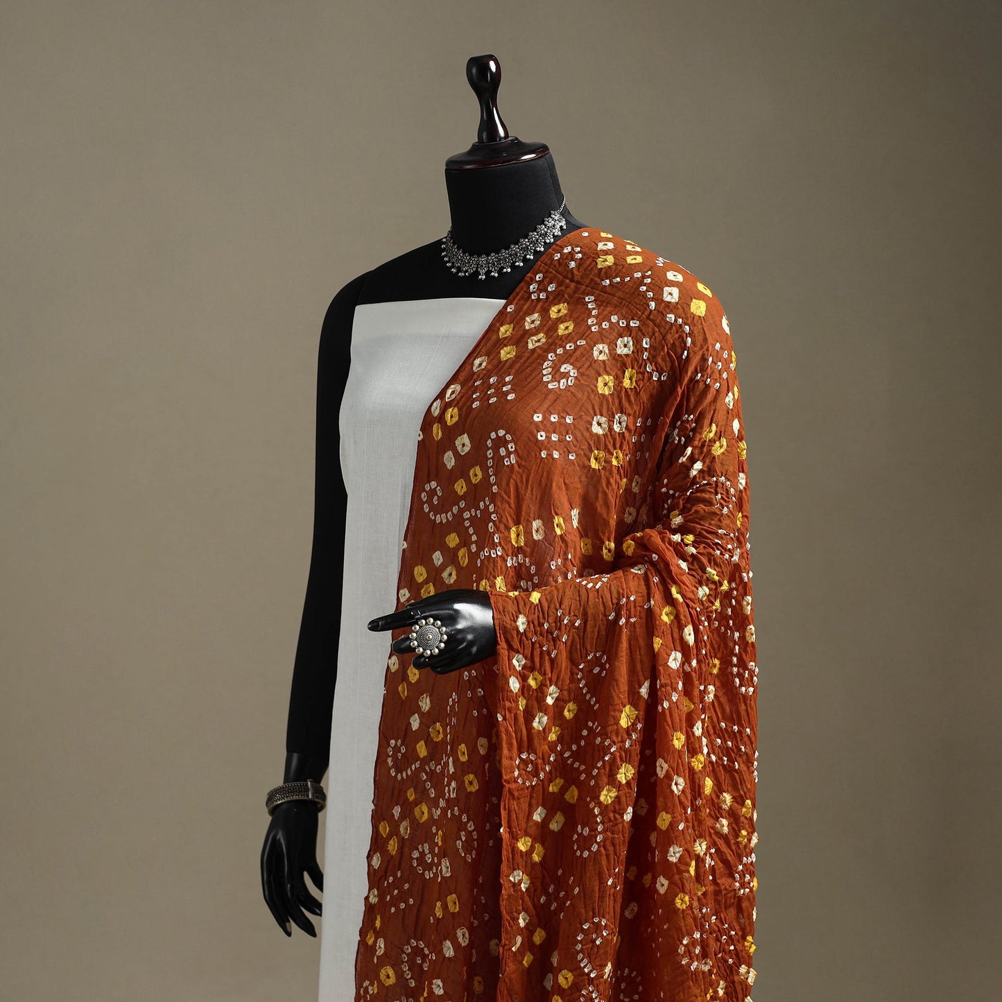 Kutch tie-dye cotton bandhani dupatta 69 - handcrafted