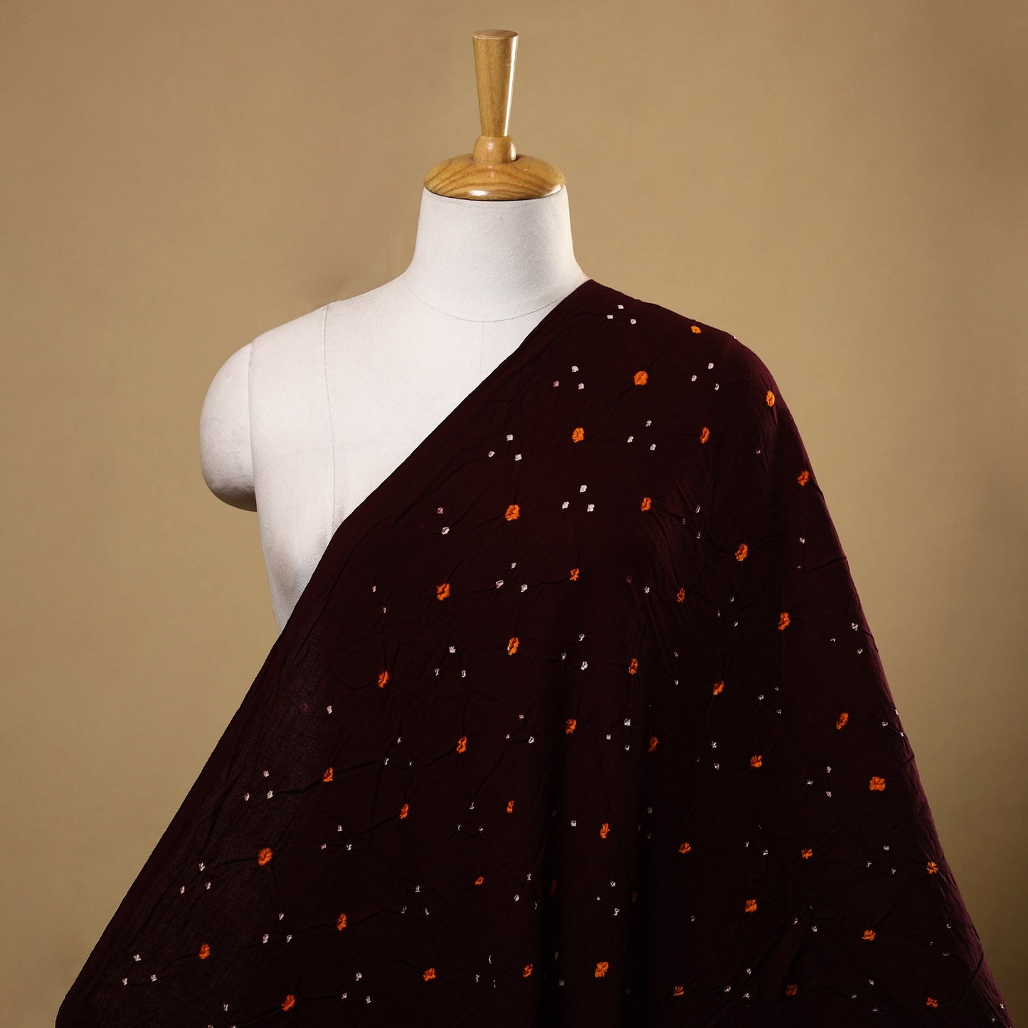  Brown Kutch Tie-Dye Cotton Bandhani Fabric