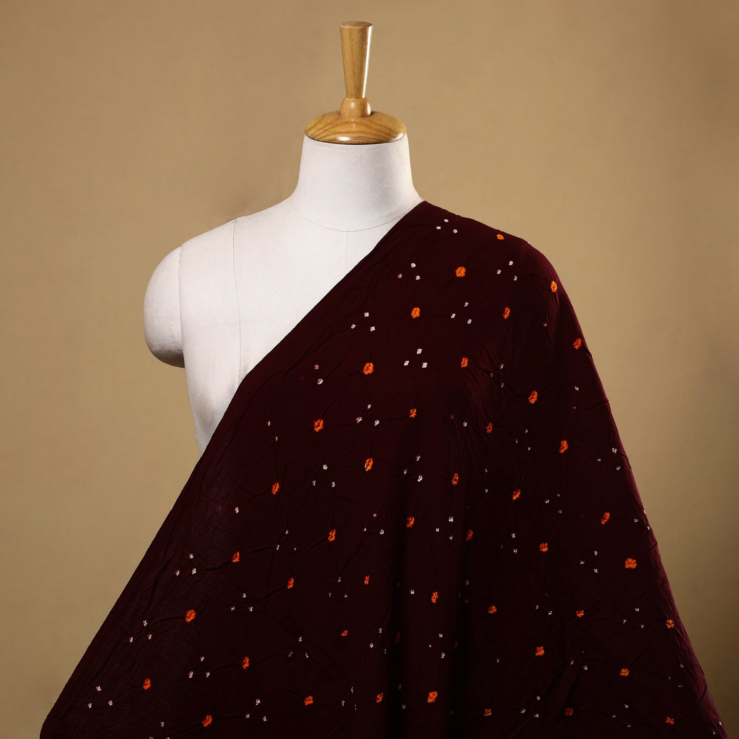 Brown - Kutch Tie-Dye Cotton Bandhani Fabric 14
