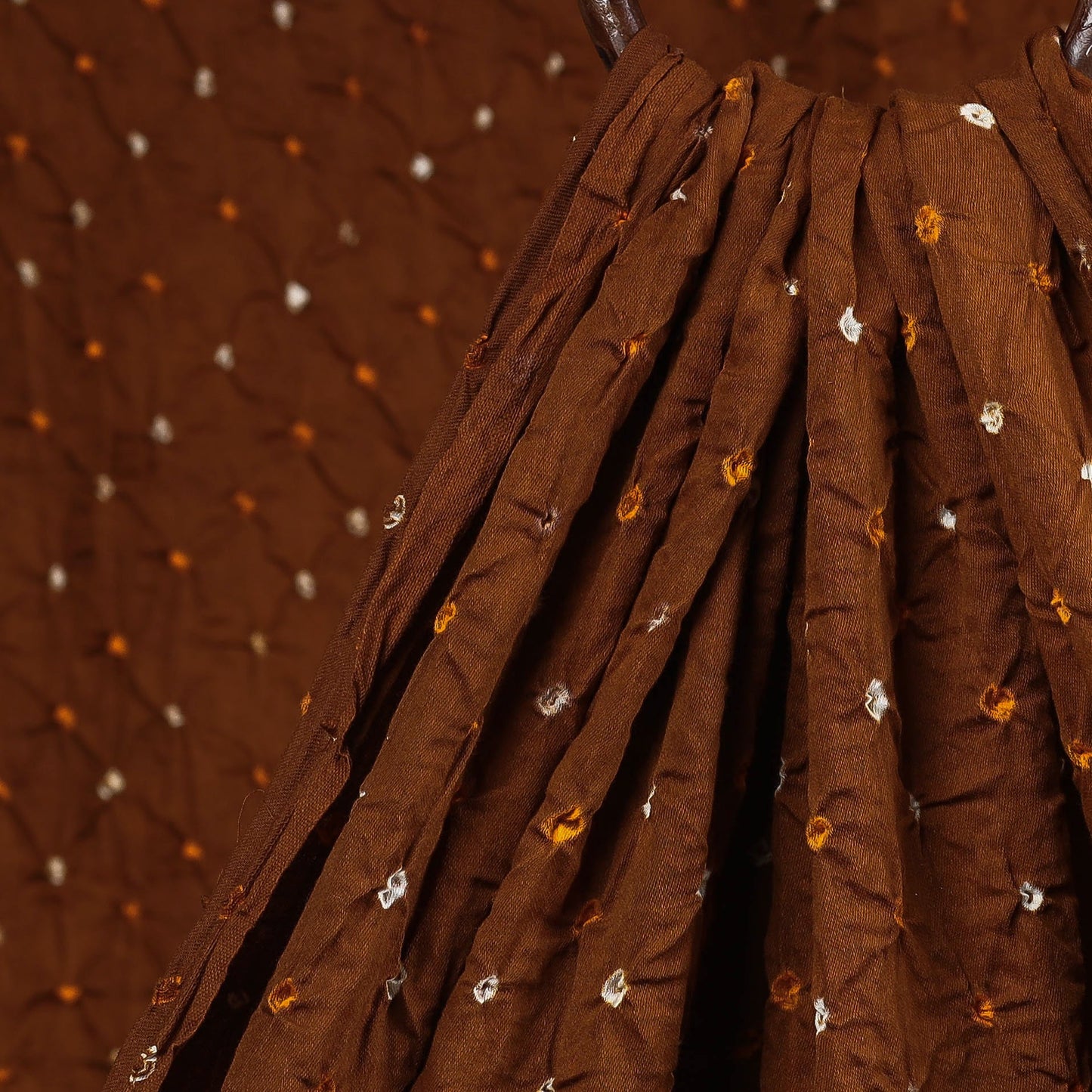 Brown Kutch Tie-Dye Mul Cotton Bandhani Fabric 