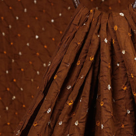 Brown Kutch Tie-Dye Mul Cotton Bandhani Fabric 