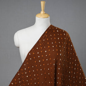 Brown Kutch Tie-Dye Mul Cotton Bandhani Fabric 