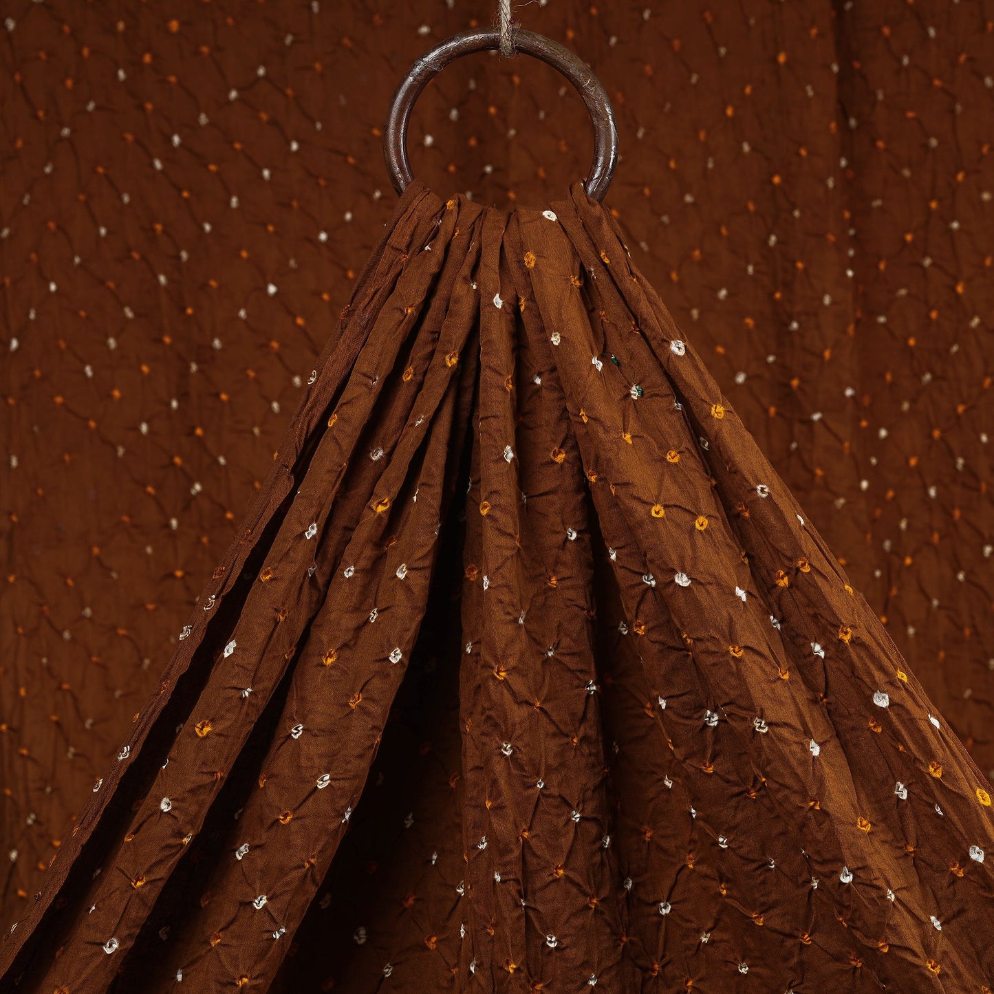 Brown Kutch Tie-Dye Mul Cotton Bandhani Fabric 