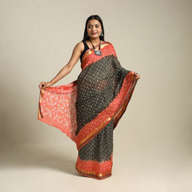 Brown Kutch Tie-Dye Cotton Bandhani Saree