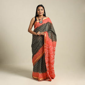 Brown Kutch Tie-Dye Cotton Bandhani Saree