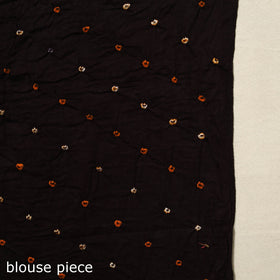 Brown - kutch tie-dye cotton bandhani saree 50 - handcrafted