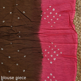 Brown - kutch tie-dye cotton bandhani saree with blouse 11