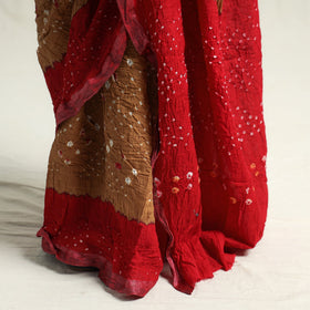 Brown Kutch Bandhani Tie-Dye Cotton Saree 