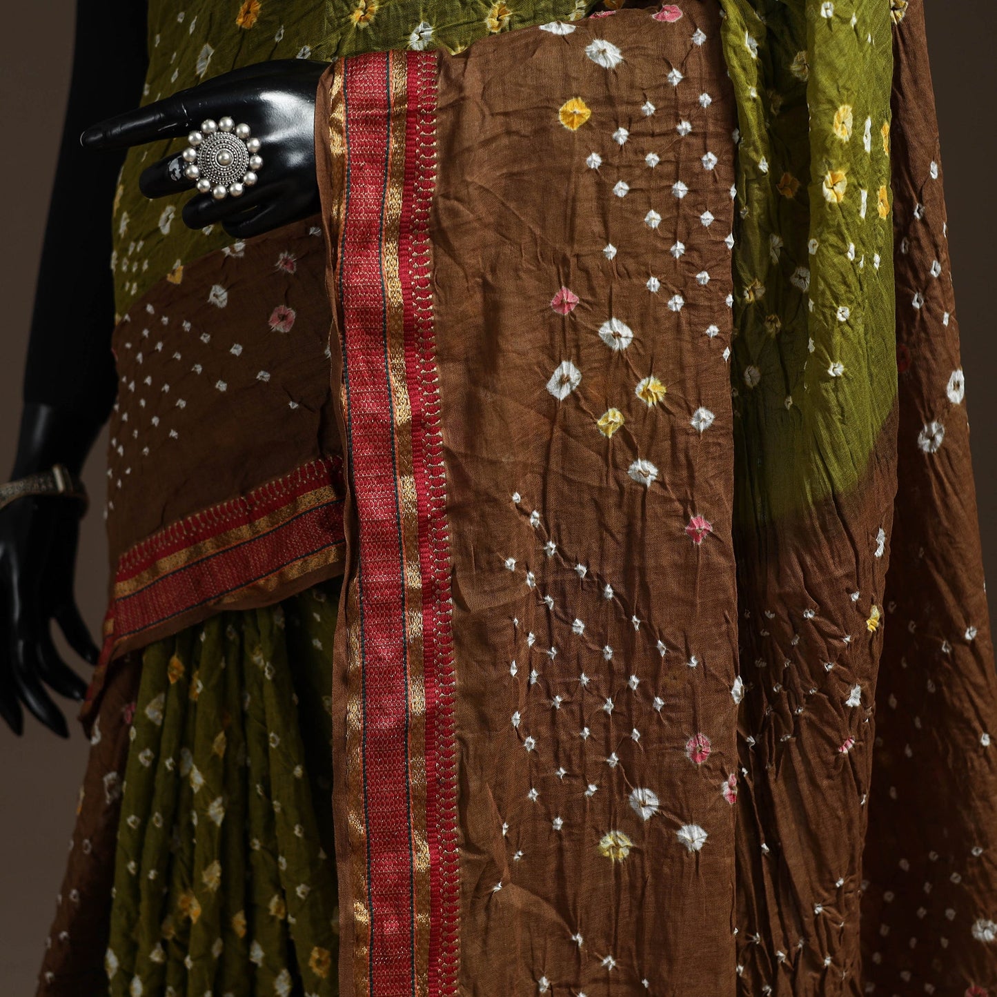 Kutch tie-dye cotton bandhani saree with blouse piece 01