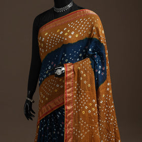 Kutch tie-dye cotton bandhani saree with blouse piece 04