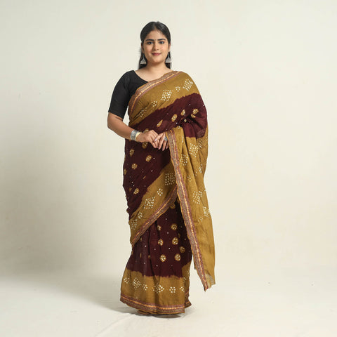 Brown Kutch Tie-Dye Bandhani Saree 